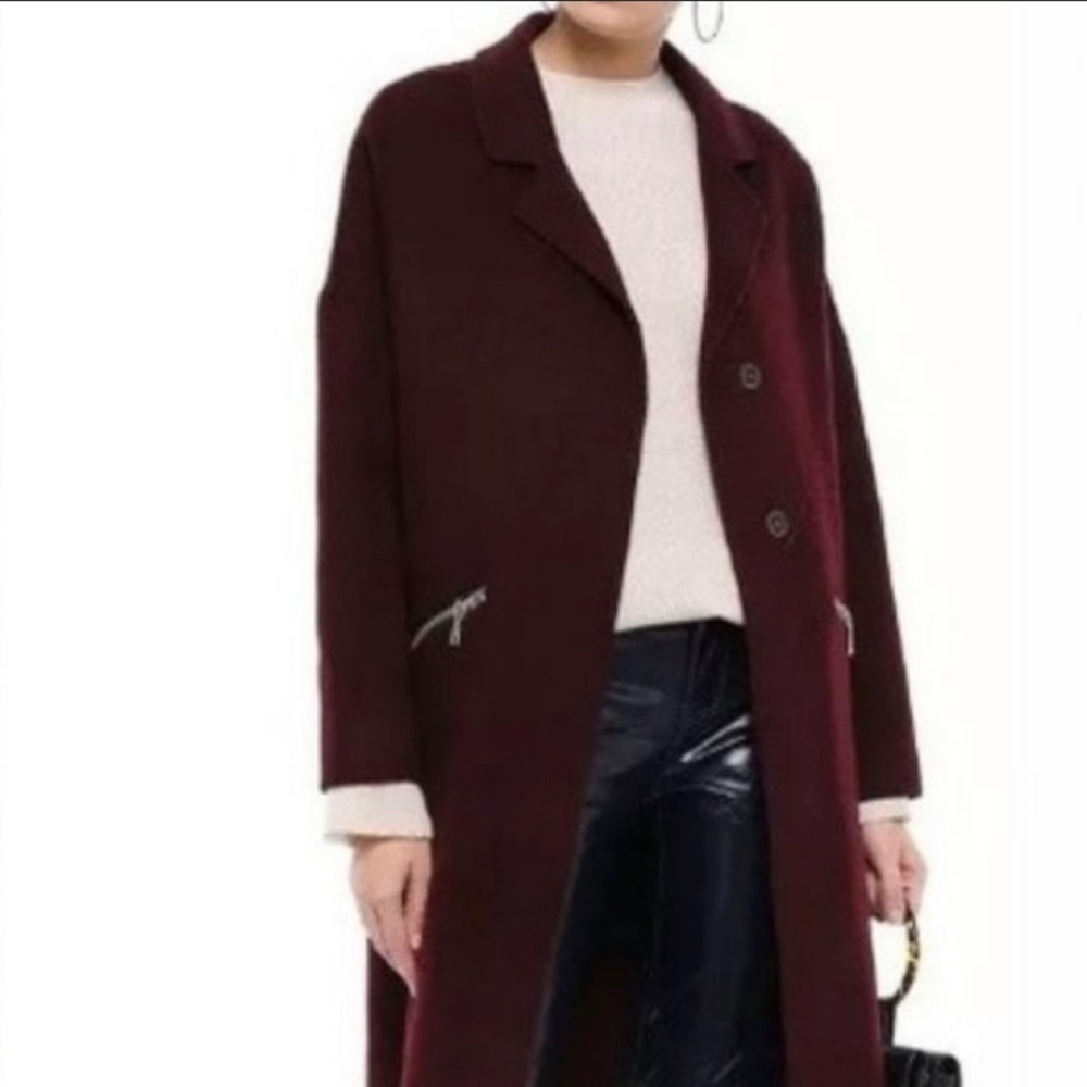 Maje Grimaldi Bordeaux burgundy Wool blend coat